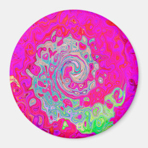 Groovy Abstract Teal Blue and Red Swirl Magnet