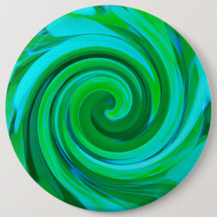 Groovy Abstract Turquoise Liquid Swirl Painting 6 Cm Round Badge
