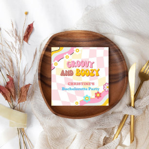 Groovy And Boozy  Bachelorette Party Decor 70'S  Napkin