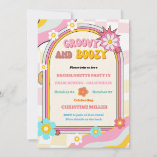 Groovy and Boozy Bachelorette Weekend Itinerary Invitation
