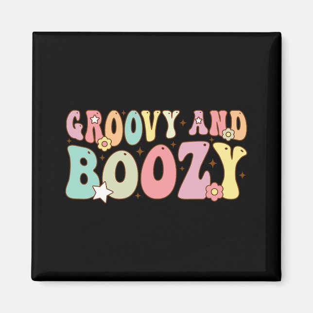 Groovy And Boozy Bride Squad Matching Bachelorette Magnet (Front)