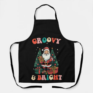 Groovy And Bright Christmas Santa Holiday Retro Apron