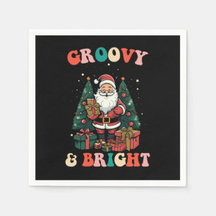 Groovy And Bright Christmas Santa Holiday Retro Napkin