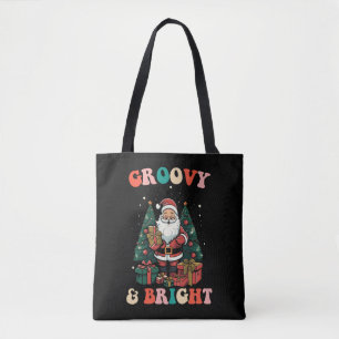 Groovy And Bright Christmas Santa Holiday Retro Tote Bag