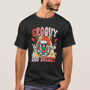 Groovy And Bright Disco Ball Santa Happy Face Chri T-Shirt