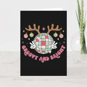 Groovy And Bright Merry Christmas Disco Ball Reind Card