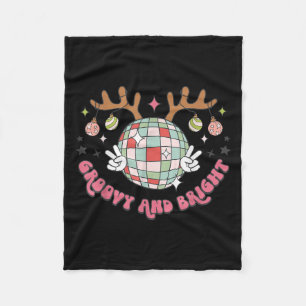 Groovy And Bright Merry Christmas Disco Ball Reind Fleece Blanket