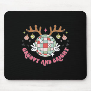 Groovy And Bright Merry Christmas Disco Ball Reind Mouse Pad