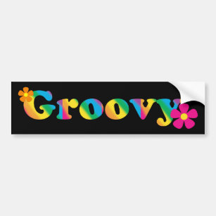 Groovy and Flowers Bright Colours 60s Hippie Bumper Sticker
