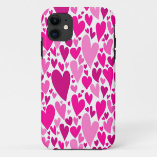 Groovy and Romantic Pink Hearts Valentine's Day iPhone 11 Case