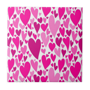 Groovy and Romantic Pink Hearts Valentine's Day Ceramic Tile