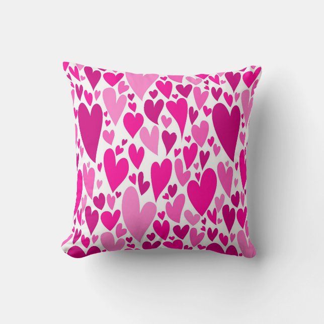 Groovy and Romantic Pink Hearts Valentine's Day Cushion (Front)