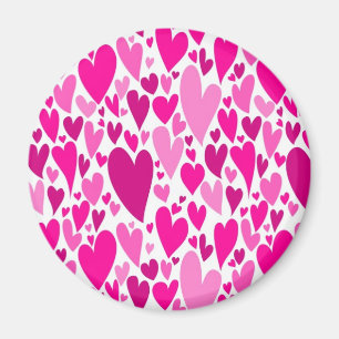 Groovy and Romantic Pink Hearts Valentine's Day Magnet