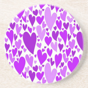 Groovy and Romantic Purple Hearts Valentine's Day Coaster