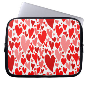 Groovy and Romantic Red Hearts Valentine's Day Laptop Sleeve