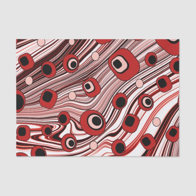Groovy and Wavy Retro Liquid Swirl Cute Tissue Paper (Front)
