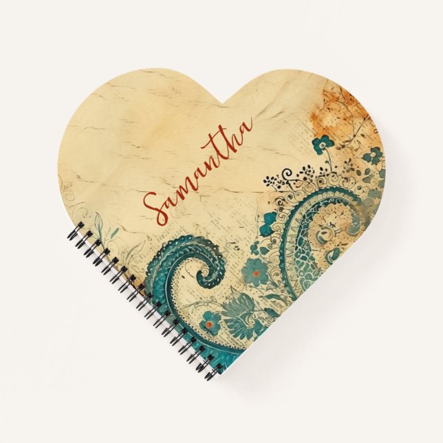 Groovy Aqua Orange Pattern Notebook (Front)