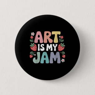 Groovy Art Is My Jam Retro Funny Art Teacher Straw 6 Cm Round Badge