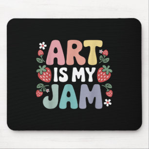 Groovy Art Is My Jam Retro Funny Art Teacher Straw Mouse Pad