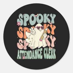 Groovy Attendance Clerk Funny Halloween Costume Se Classic Round Sticker