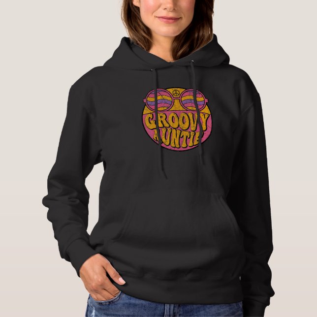 Groovy Auntie 70s Aesthetic Nostalgia 1970's Retro Hoodie (Front)