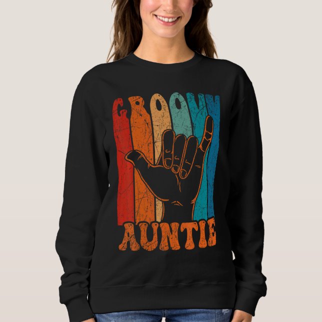 Groovy Auntie 70s Aesthetic Nostalgia 1970's Retro Sweatshirt (Front)