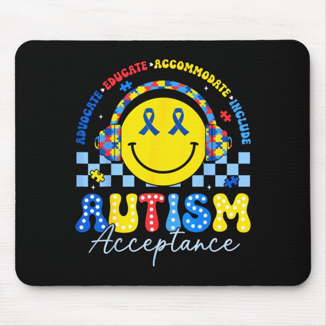 Groovy Autism Awareness Acceptance Special Mouse Pad (Front)
