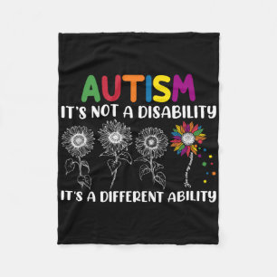 Groovy Autism Awareness Month Sunflower Different Fleece Blanket