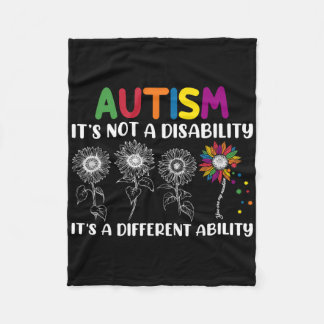 Groovy Autism Awareness Month Sunflower Different Fleece Blanket