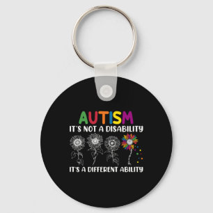 Groovy Autism Awareness Month Sunflower Different Key Ring