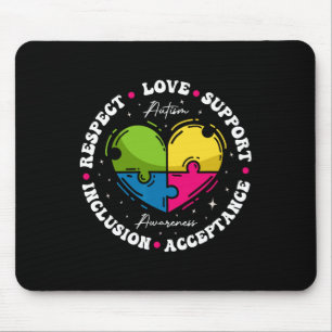 Groovy Autism Awareness Respect Love Support Blue Mouse Pad