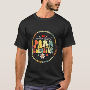 Groovy Autism Support Paraeducator Awareness Women T-Shirt