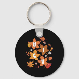Groovy Autumn Nicu Nurse Maple Leaf Fall Vibes Dai Key Ring