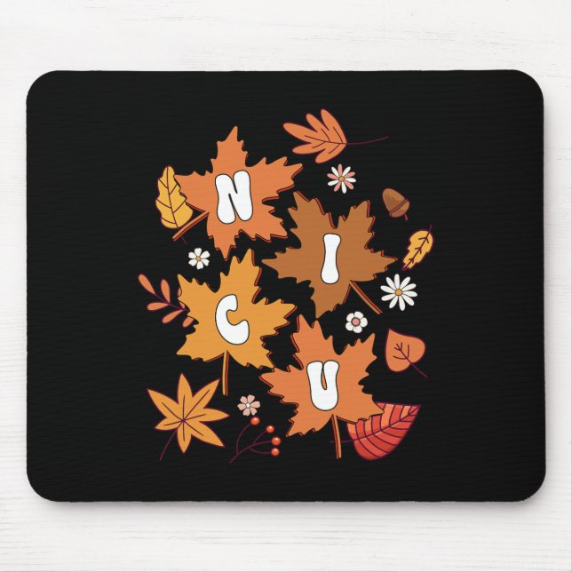 Groovy Autumn NICU Nurse Maple Leaf Fall Vibes Dai Mouse Pad (Front)