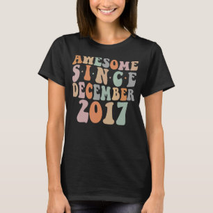 Groovy Awesome Since December 2017 5th Birthday 5 T-Shirt