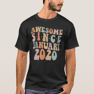 Groovy Awesome Since January 2020 3rd Birthday 3 Y T-Shirt