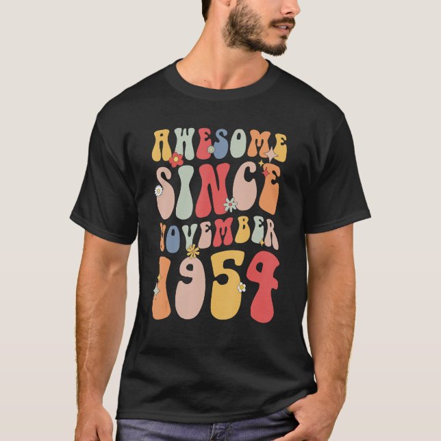 Groovy Awesome Since November 1954 Retro  68th T-Shirt (Front)