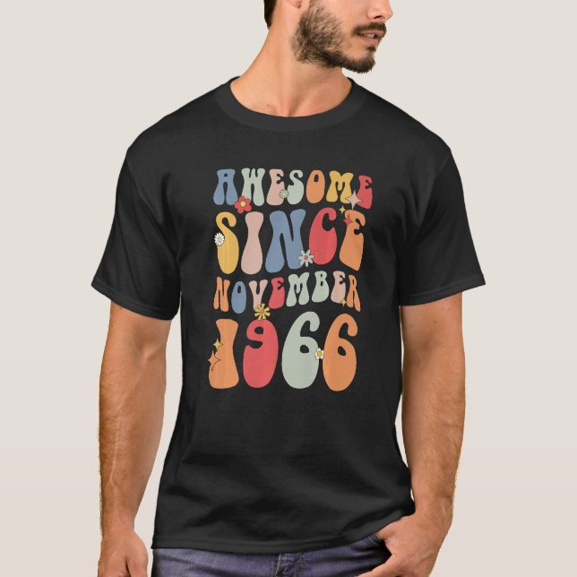 Groovy Awesome Since November 1966 Retro  56th T-Shirt (Front)