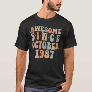 Groovy Awesome Since October 1987 35th Birthday 35 T-Shirt
