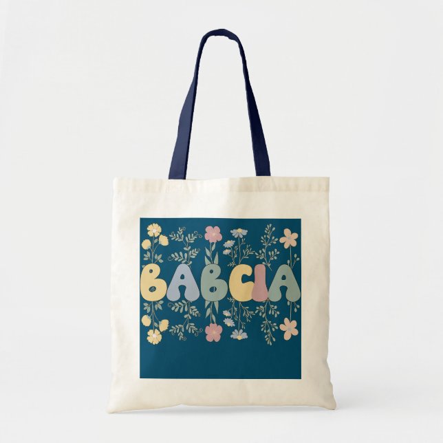Groovy Babcia Grandmother Flowers Babcia Grandma  Tote Bag (Front)