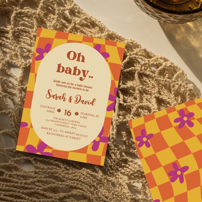 Groovy Baby | 70s theme| Floral Boho Baby shower Invitation (Creator Uploaded)