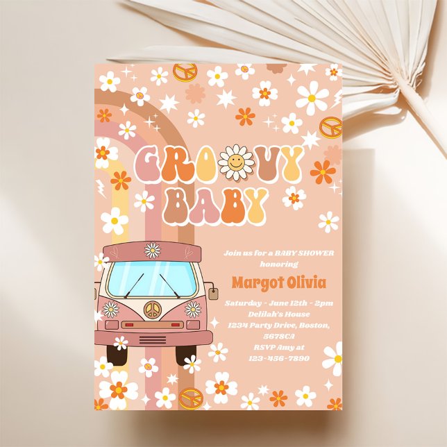 Groovy Baby Baby Shower Party Invitation (Creator Uploaded)