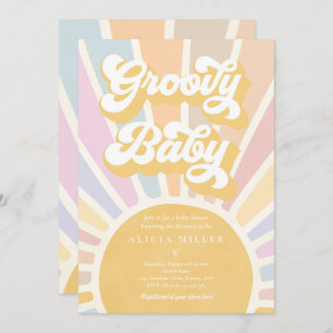 Groovy Baby Boho Retro Sunshine Baby Shower Invitation