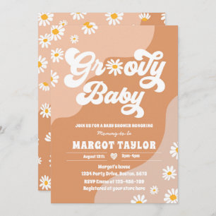 Groovy Baby Daisy Boho Hippy Vibes  Baby Shower In Invitation