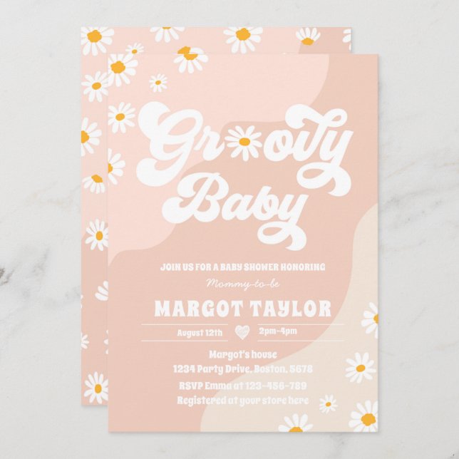 Groovy Baby Daisy Boho Hippy Vibes  Baby Shower Invitation (Front/Back)