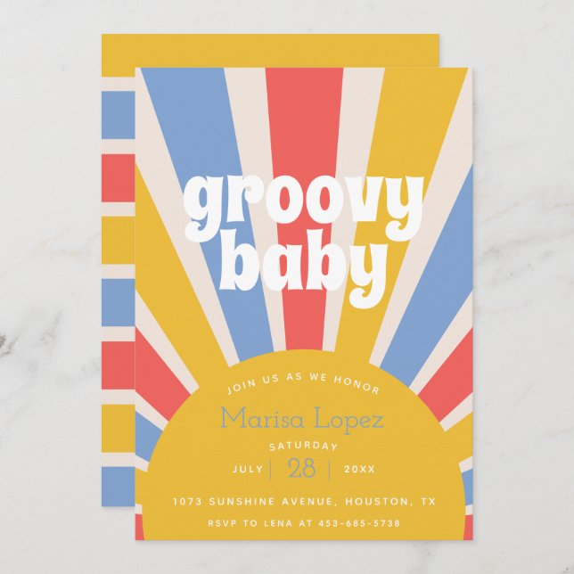 Groovy Baby Hippie Baby Shower Invitation (Front/Back)