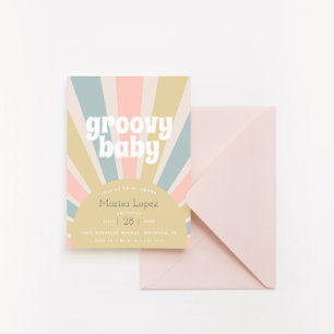 Groovy Baby Hippie Retro Baby Shower Invitation