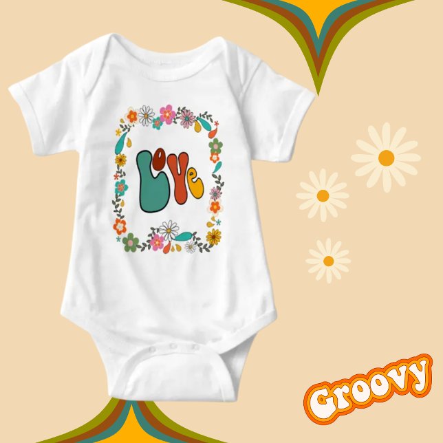 Groovy Baby LOVE flower power 70's inspired Baby Bodysuit (Creator Uploaded)