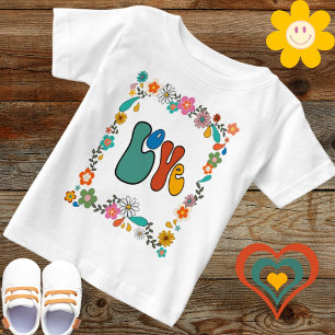 Groovy Baby LOVE flower power 70's inspired Baby T-Shirt