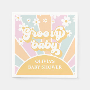 Groovy Baby pastel Retro Sunshine baby shower Napkin